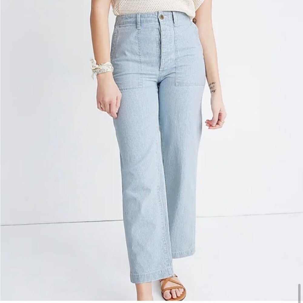 Madewell Griff Fatigue Pants in Indigo Railroad Stripe 28, 29